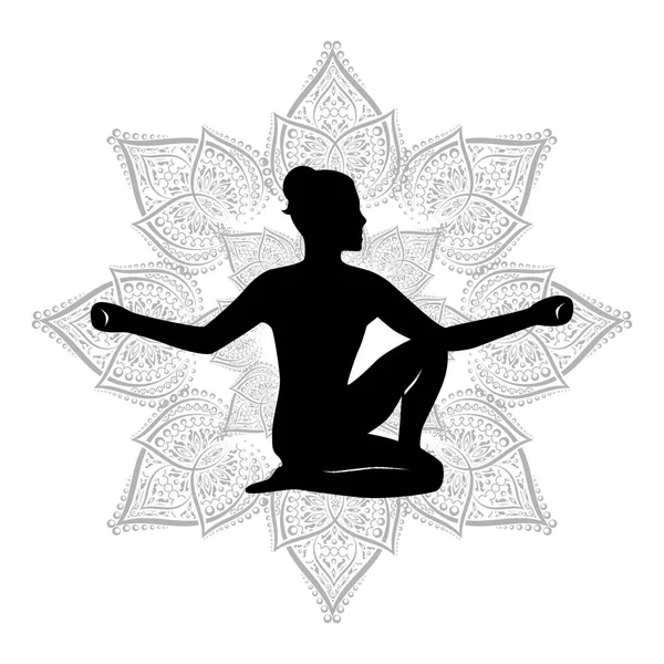 Fleur de yoga noir — Image vectorielle