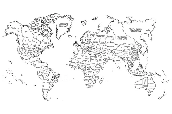 El mapa del mundo blanco — Vector de stock