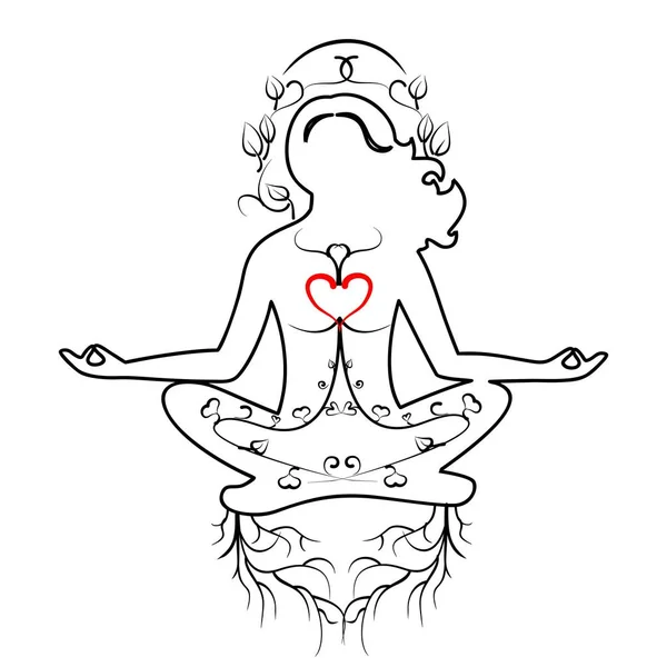 Yoga y corazón — Archivo Imágenes Vectoriales