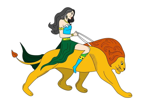 Femme et lion — Image vectorielle