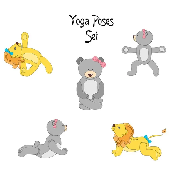 Leeuw teddy yoga — Stockvector