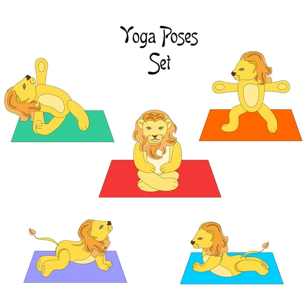 De Leeuw-yoga — Stockvector