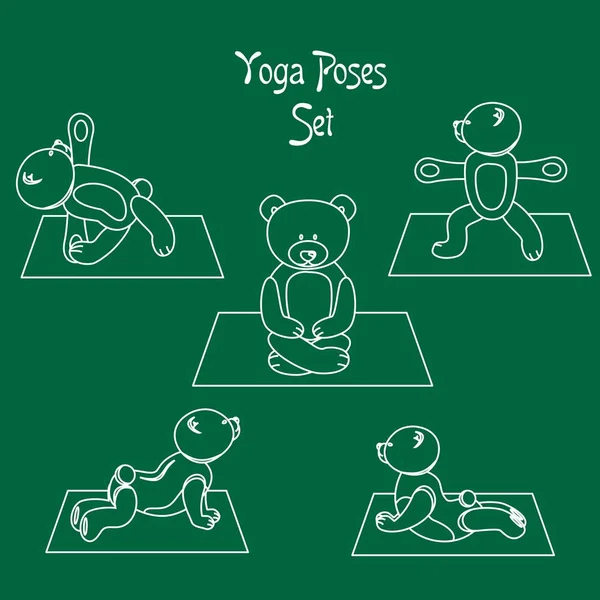 De Witte teddy-yoga — Stockvector