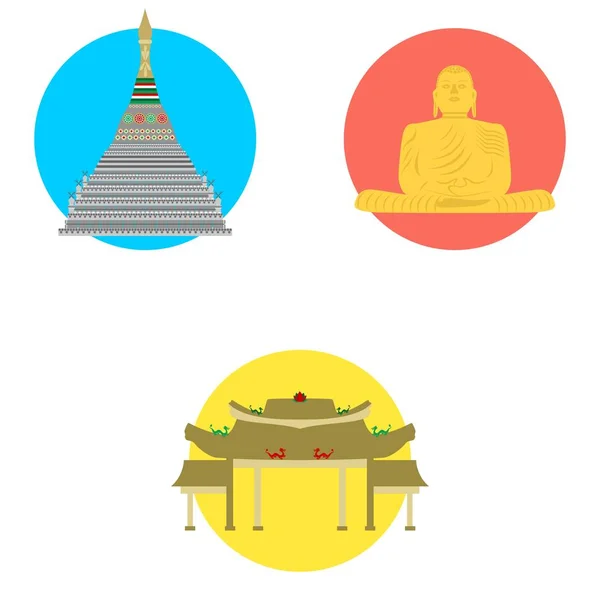 Thailand iconos conjunto — Vector de stock
