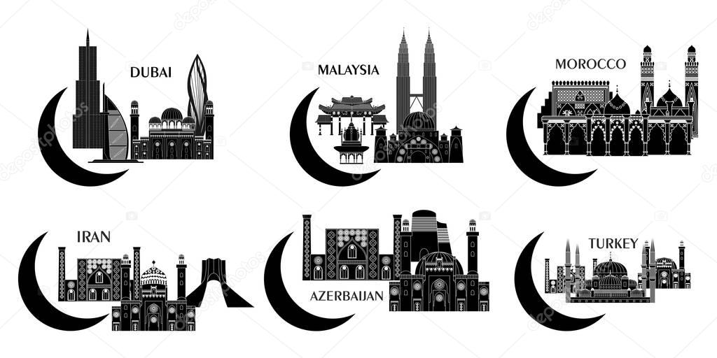 Illustration in the style of a flat design on the theme of countries.