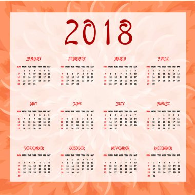 Kırmızı çiçek takvim