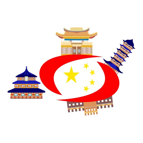 China vista bandera — Vector de stock