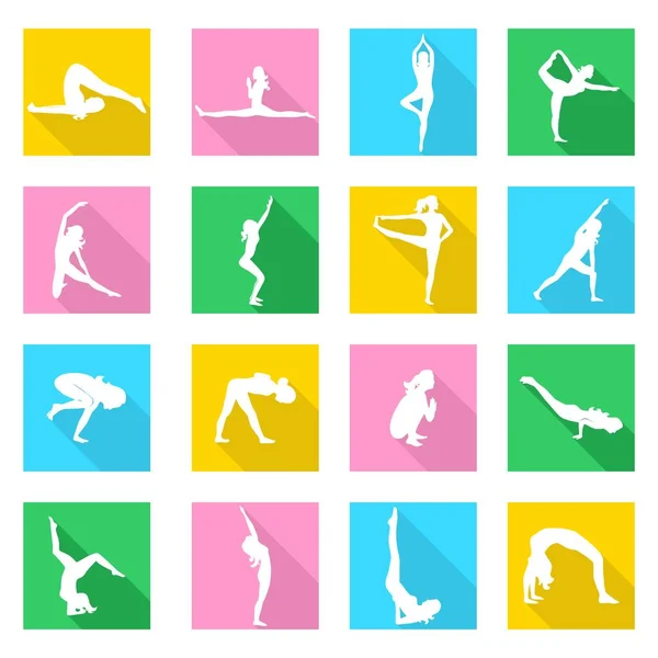 Icônes de yoga ensemble — Image vectorielle