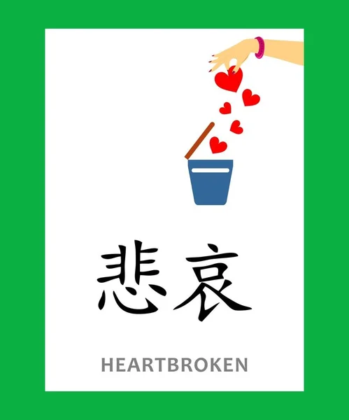De hiëroglief Heartbroken — Stockvector