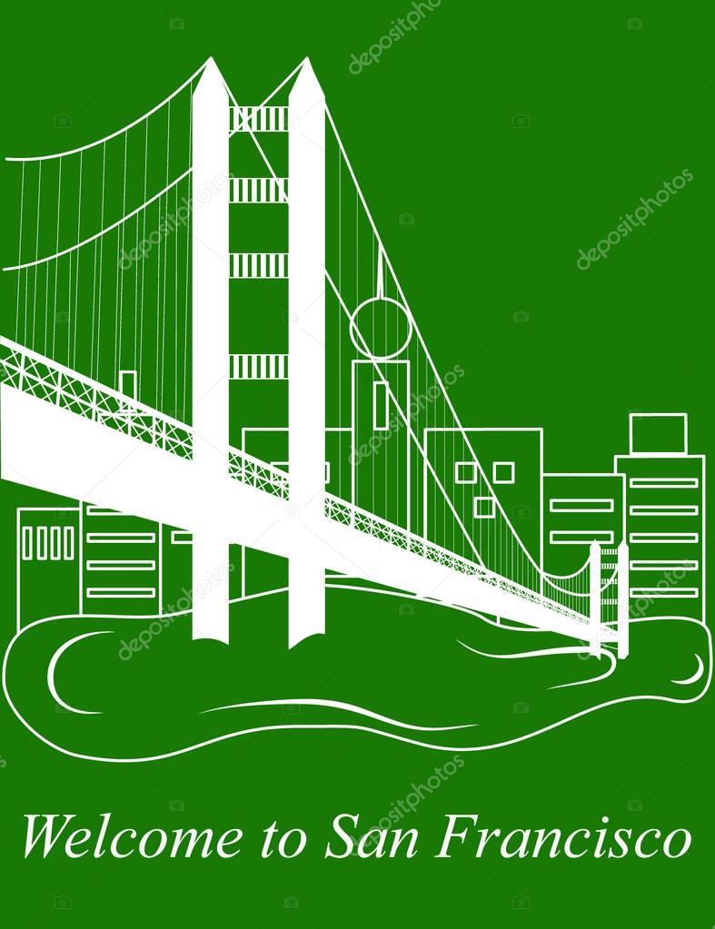 Illustration in style of flat design on the theme of San Francisco.
