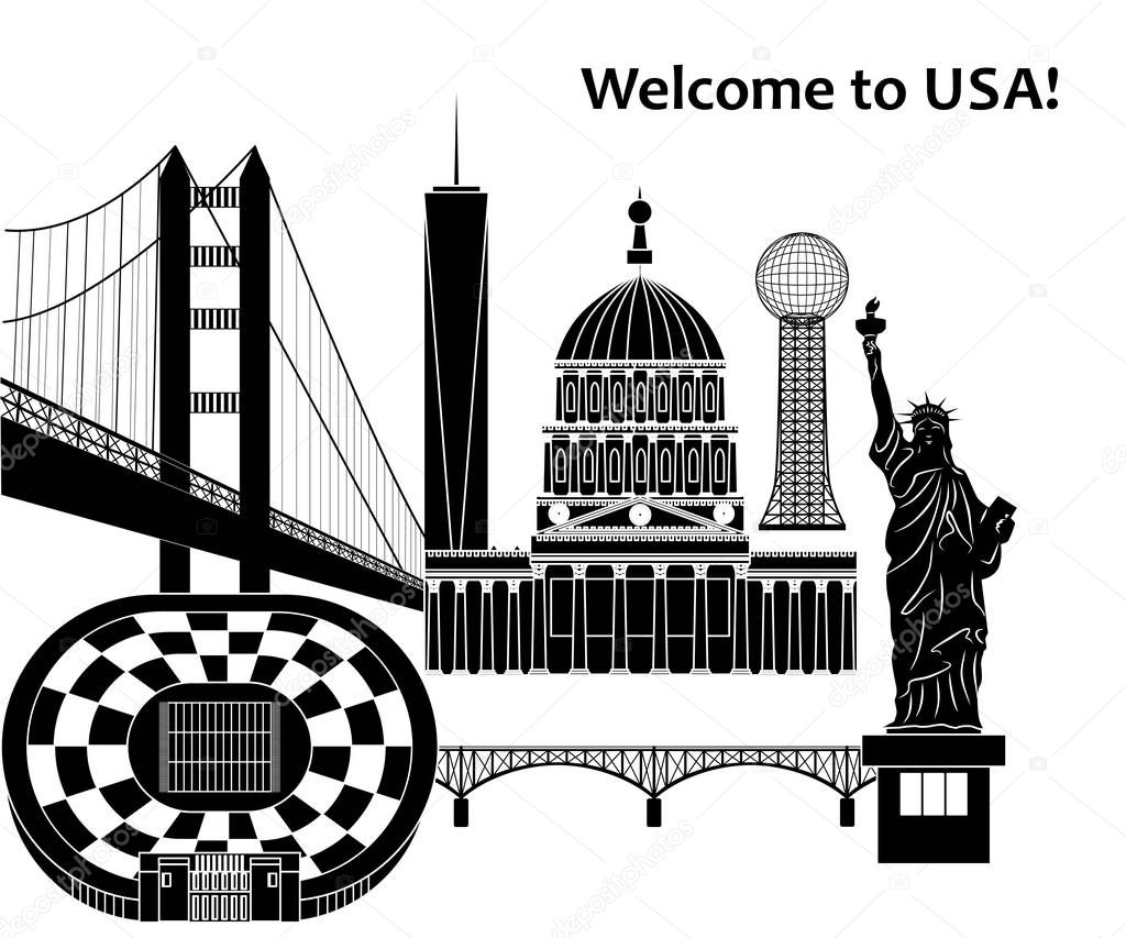 Illustration in style of flat design on the theme of USA.
