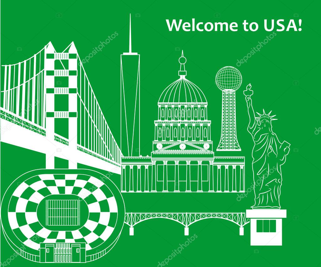 Illustration in style of flat design on the theme of USA.