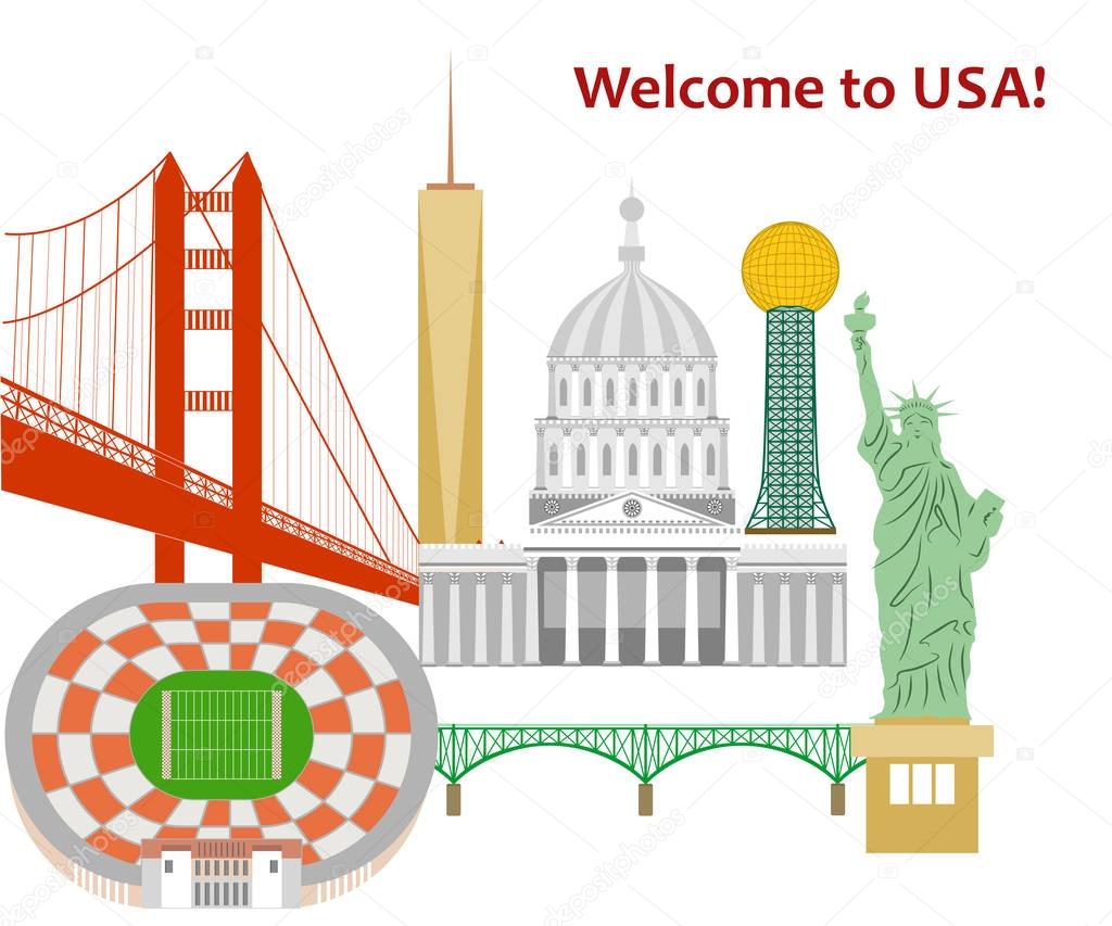 Illustration in style of flat design on the theme of USA.