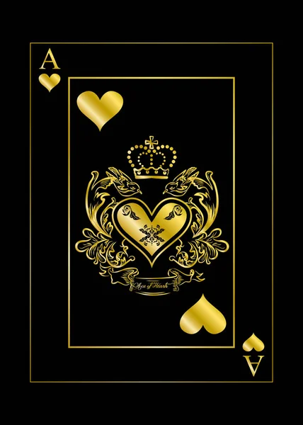 The heart ace gold — Stock Vector