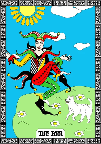 Ілюстрація Картка Колоди Таро Жарт — стоковий вектор