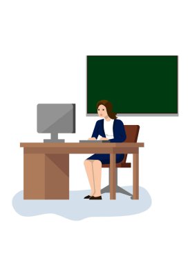 Materyal tasarım tarzında bir kadın öğretmenin resmi.