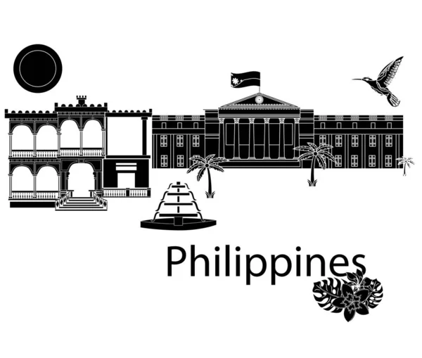 Ilustrasi Dalam Gaya Desain Datar Pada Tema Filipina - Stok Vektor