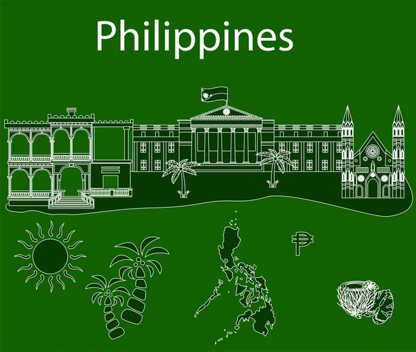 Ilustración Estilo Diseño Plano Sobre Tema Filipinas — Archivo Imágenes Vectoriales