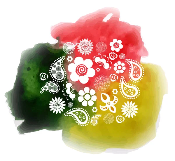 美しい水彩と花柄のイラスト — ストックベクタ