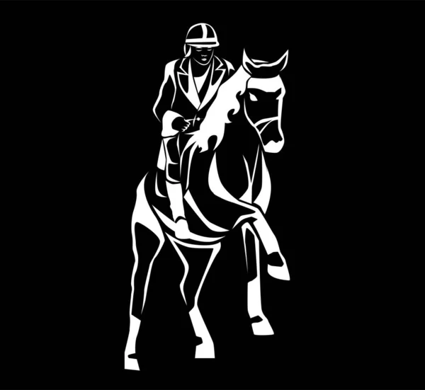 Illust Preto Branco Com Homem Cavalo —  Vetores de Stock