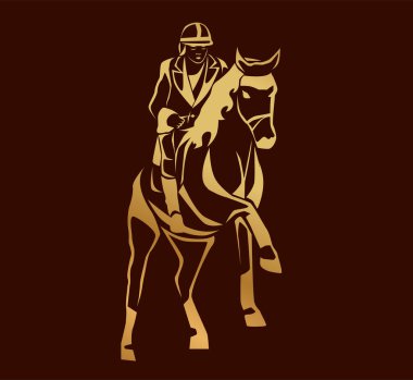 Bir adam ve bir atla siyah beyaz bir illüstrasyon.