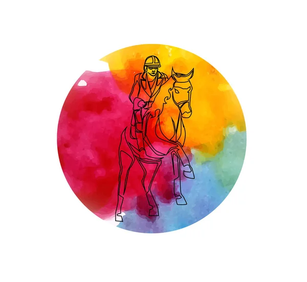 Illust Aquarel Stijl Met Een Man Een Paard — Stockvector