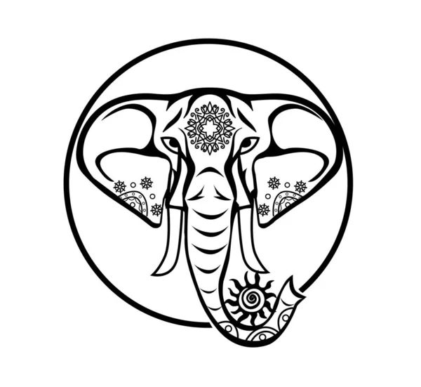 イラスト ヨガをテーマに美しい象とマンダラ — ストックベクタ