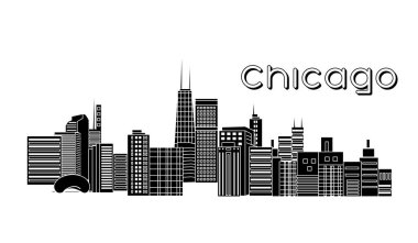 Chicago temasının düz tasarım tarzıyla illüstrasyon.