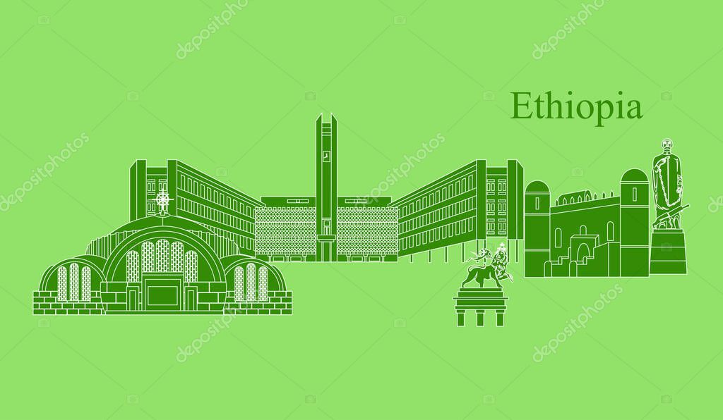 Illustration in style of flat design on the theme of Ethiopia.