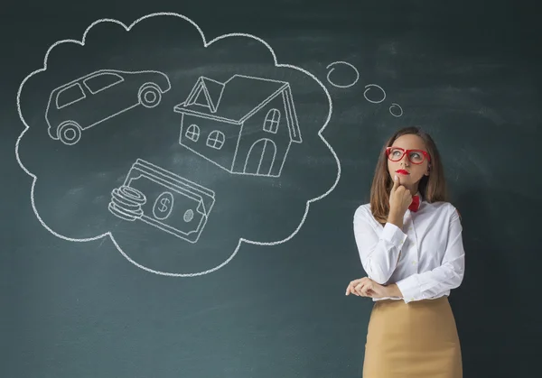 Young woman with her dreams — Stock Photo, Image