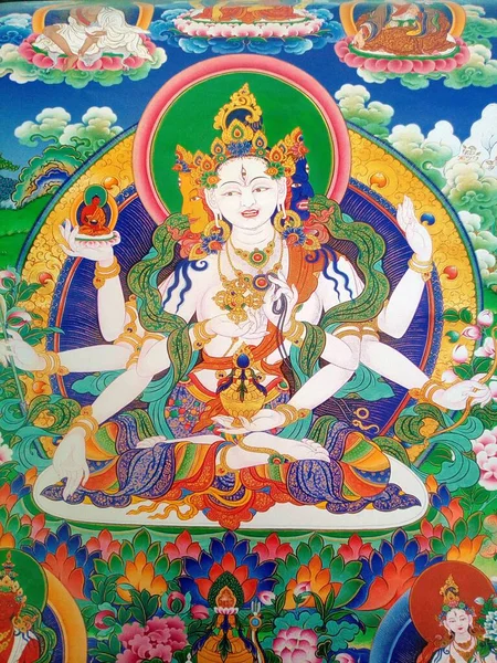 Usnishavijaya Female Bodhisattva Longevity Vajrayana Buddhism She Wears Image Vairocana — Stock Photo, Image