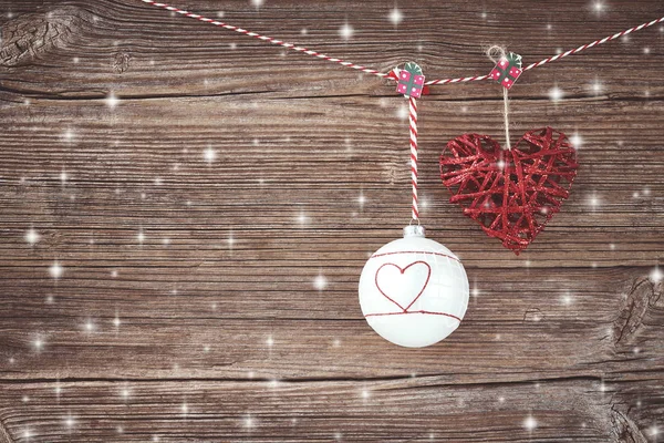 Christmas background. Christmas balls on wooden board background. Copy space — Stock Photo, Image