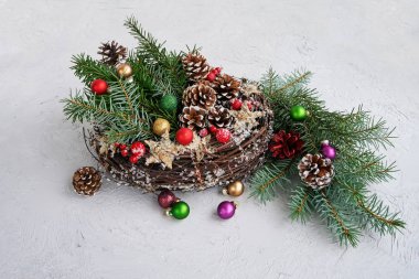 Noel çelenk dekorasyonu ile. Kopya alanı