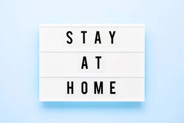 Stay Home Written Light Box Blue Background Healthcare Medical Concept — Stock Photo, Image