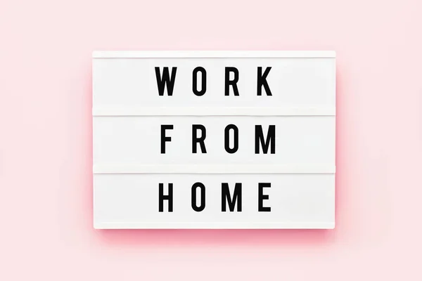 Work Home Written Light Box Pink Background Healthcare Medical Concept — Stock Photo, Image