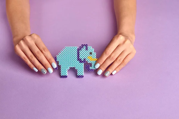 Cool blue elephant handmade toy.