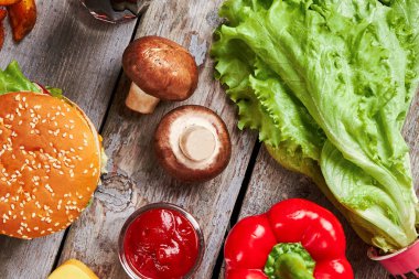 Burger, yakın sebze.