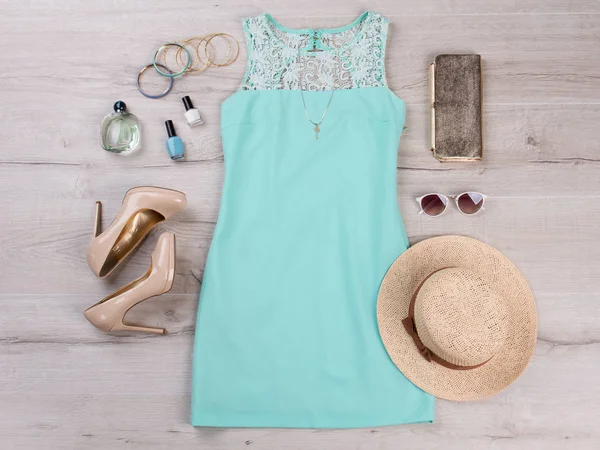Beautiful summer outfit with accessories.