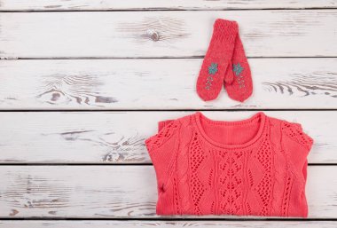 Set of red handmade clothes