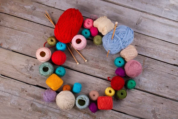 Skeins, hook and needles — Stock Photo, Image