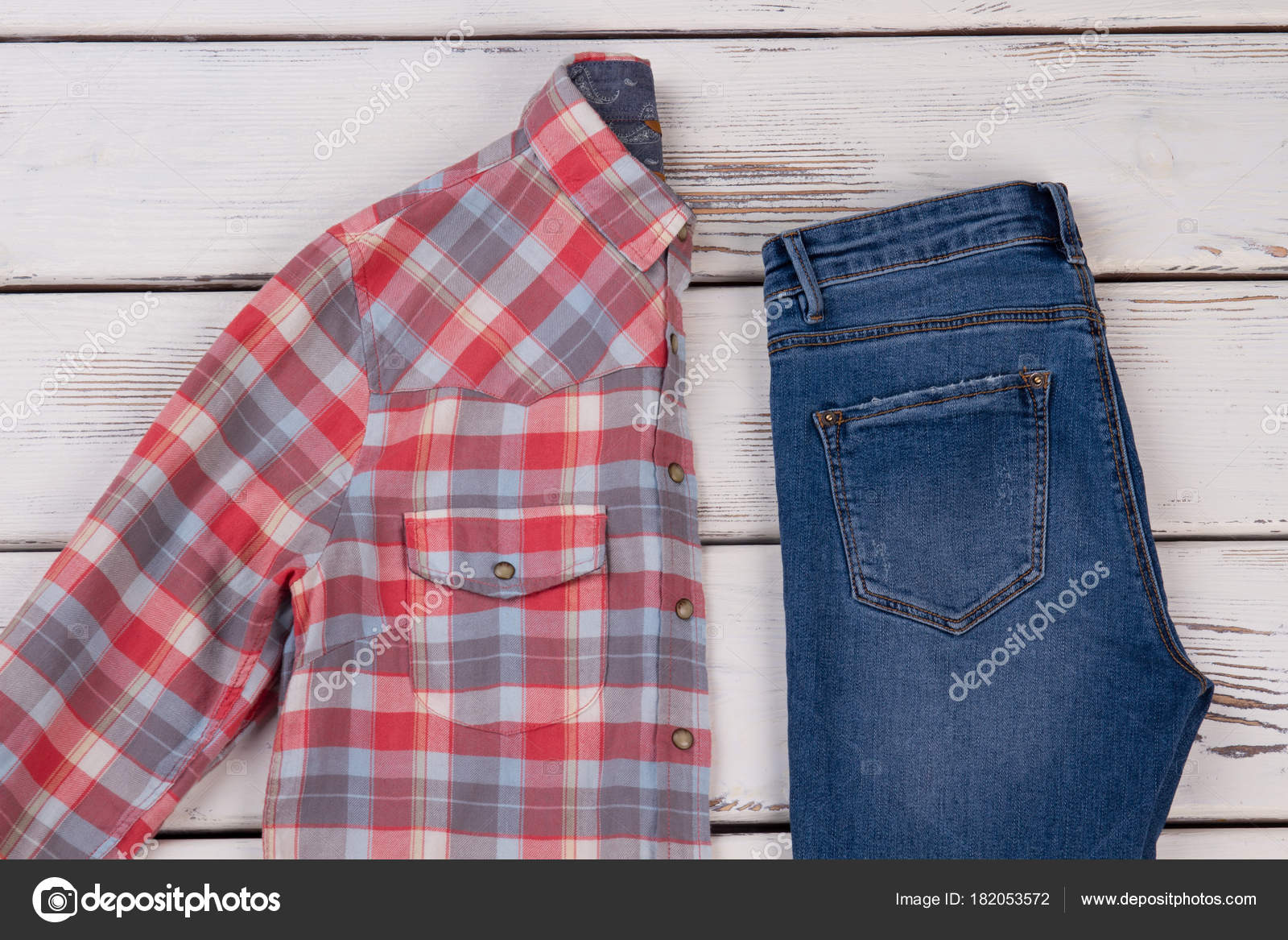 flannel shirt and jeans