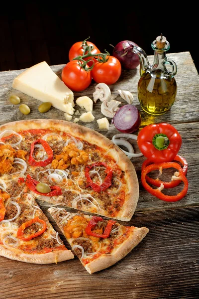 Tradition Mexican pizza with chili — Stock Photo, Image