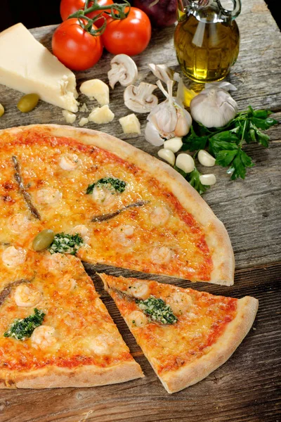 Seafood Italian Pizza — Stock Photo, Image