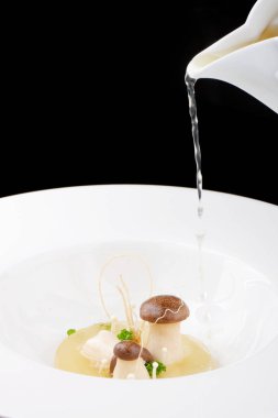  Çorba yemek, mantar Porcini iyi