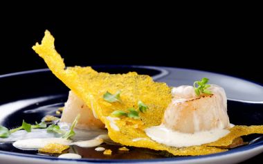  Haute cuisine, gurme gıda üzerinde bir Mısır Fistolar