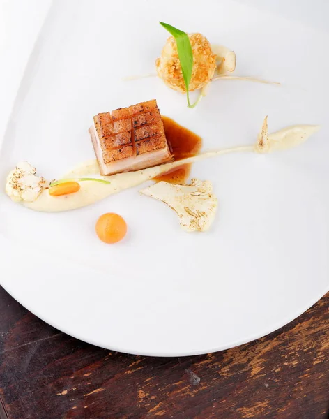 Haute cuisine, Pork Confit steak — Stock fotografie