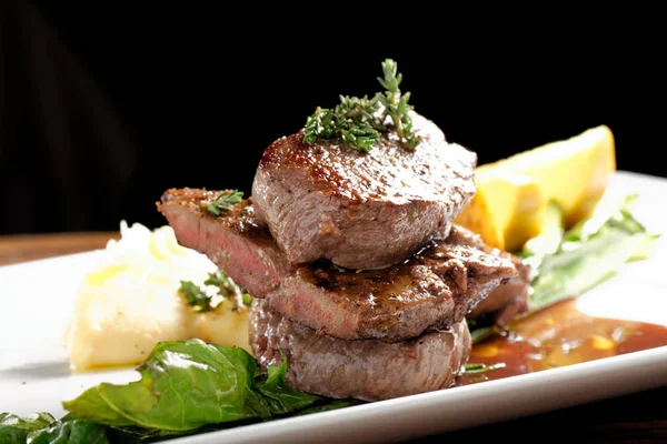 Venison meat steak with potato — Stock Photo, Image