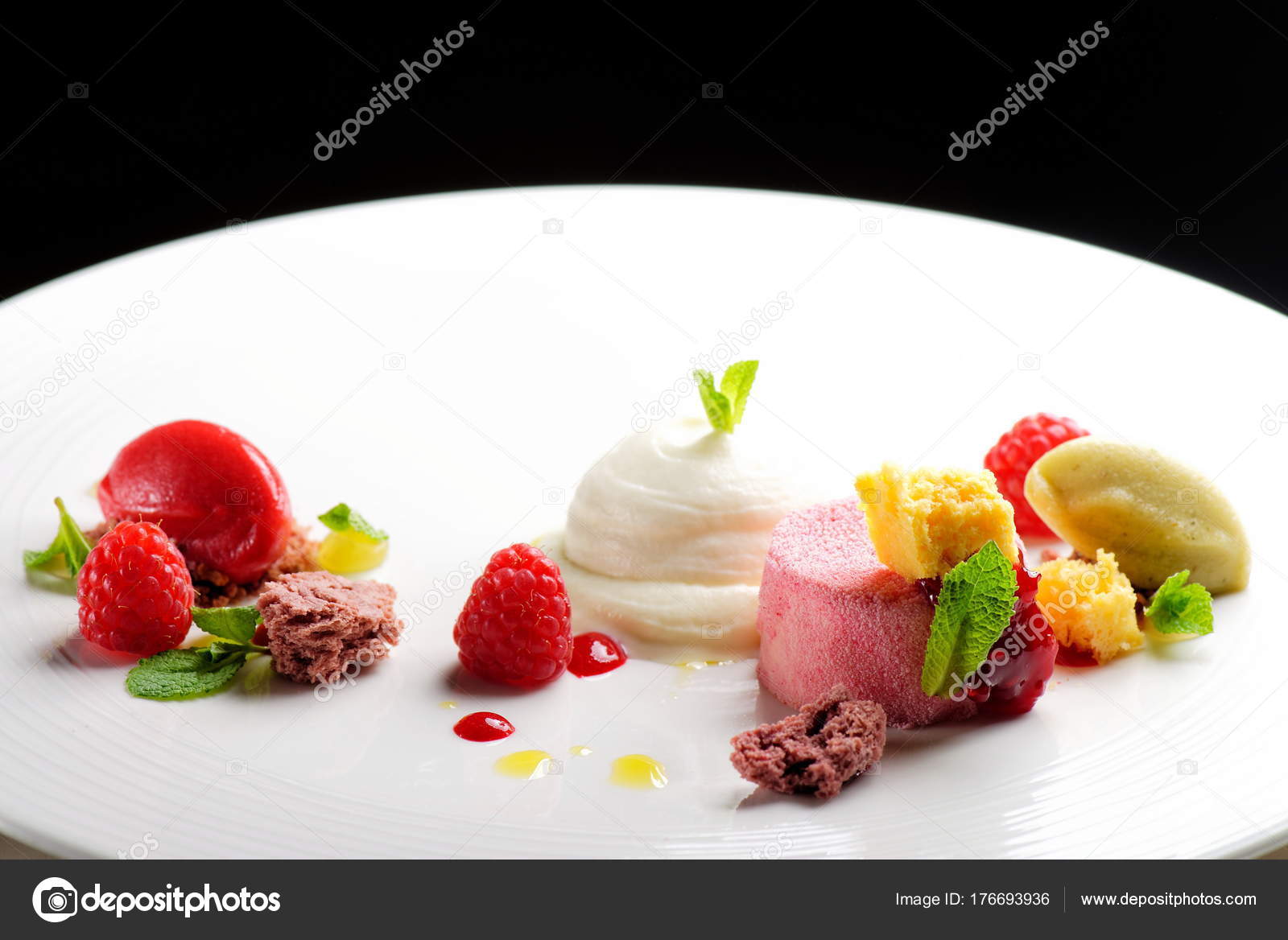 Fine Dining Dessert Raspberry Parfait Stock Photo Image By C Vision Si 176693936