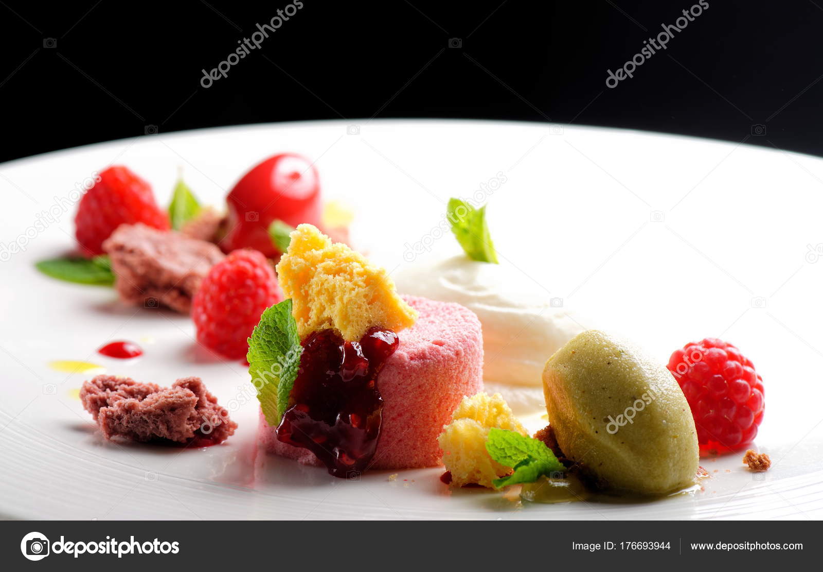 Fine dining dessert, Raspberry Parfait Stock Photo by ©vision.si 176693944