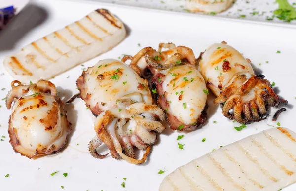 Comida italiana, calamares a la plancha —  Fotos de Stock